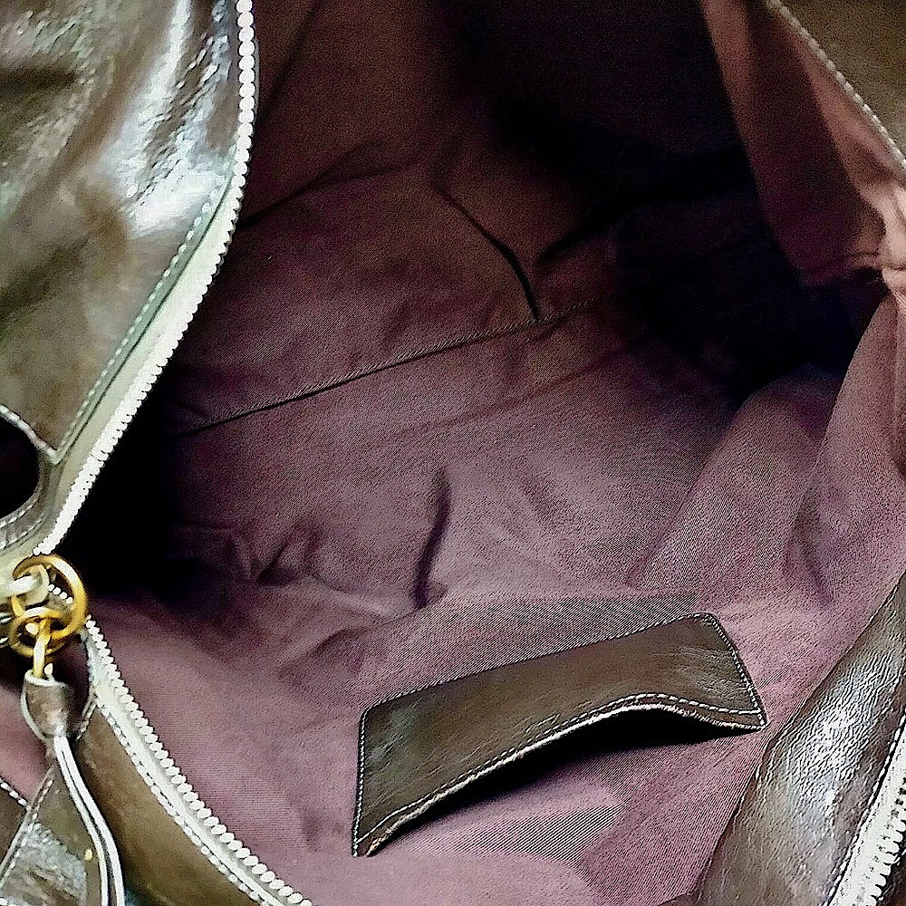 CHLOE ECLIPSE Logo Chocolate Brown Shoulder Bag with Exterior Zipper Pockets - Picture 6 of 16